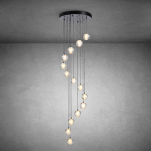 Black chandelier-14-Lights Staircase Chandelier for Living Room Hight Ceiling Foyer Pendant Lighting