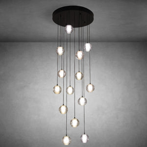Black chandelier-14-Lights Staircase Chandelier for Living Room Hight Ceiling Foyer Pendant Lighting