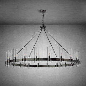 Wagon Wheel Chandelier with Glass Shades