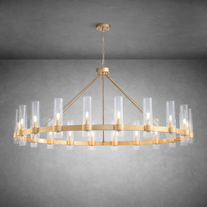 Wagon Wheel Chandelier with Glass Shades