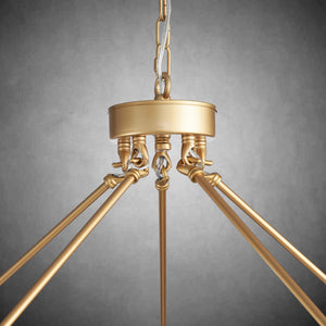 Wagon Wheel Chandelier with Glass Shades