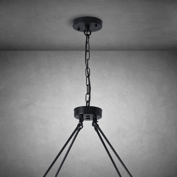 Wagon Wheel Chandelier with Glass Shades