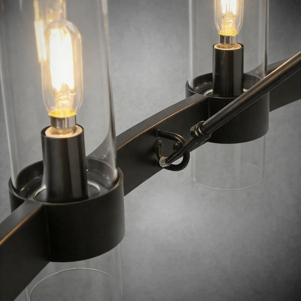 Wagon Wheel Chandelier with Glass Shades