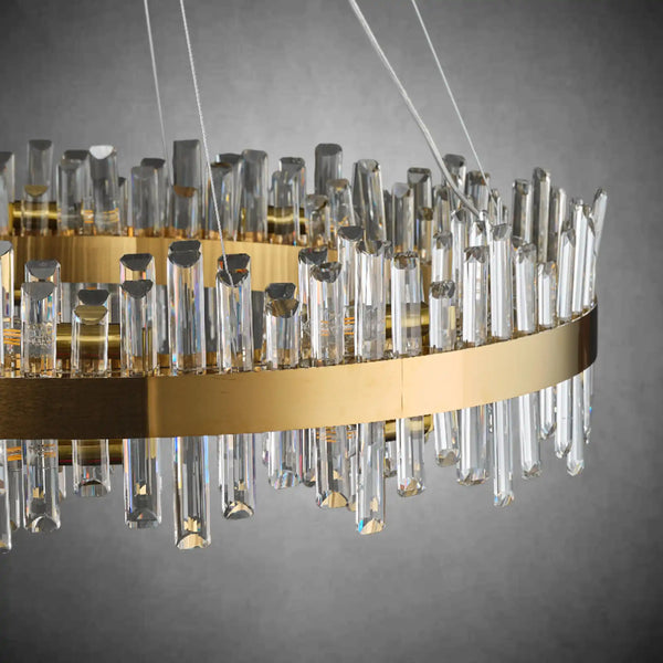 Modern Gold 2-Tier Crystal Chandelier 39.4 Inch