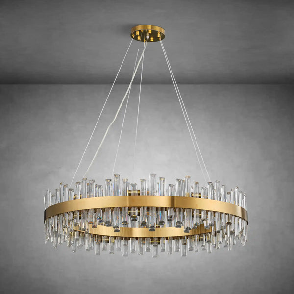 Modern Gold 2-Tier Crystal Chandelier 39.4 Inch