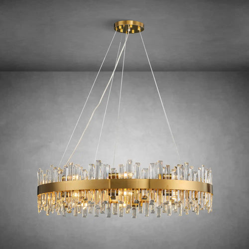 Modern Gold 2-Tier Crystal Chandelier 39.4 Inch