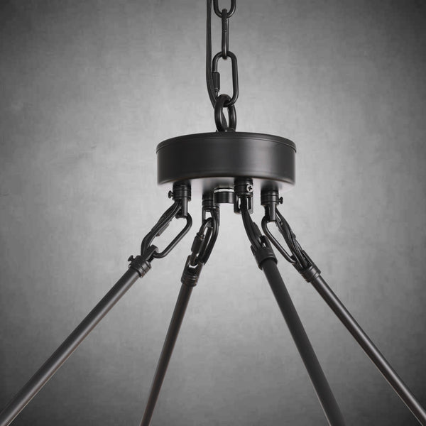 Two-Tier Wagon Wheel Chandelier with Glass Shades