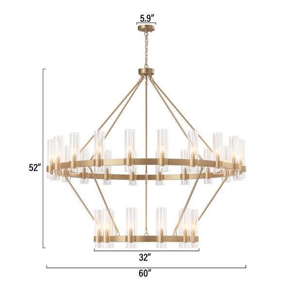 Two-Tier Wagon Wheel Chandelier with Glass Shades