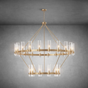 Two-Tier Wagon Wheel Chandelier with Glass Shades