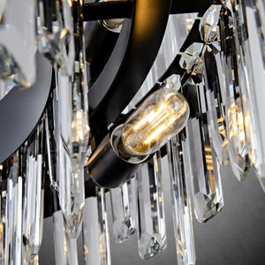 Modern Black K9 Crystal Chandelier 31.5" Round Luxury Ceiling Light