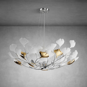 Branch Chandelier White Ceramic Ginkgo Leaf Chandeliers