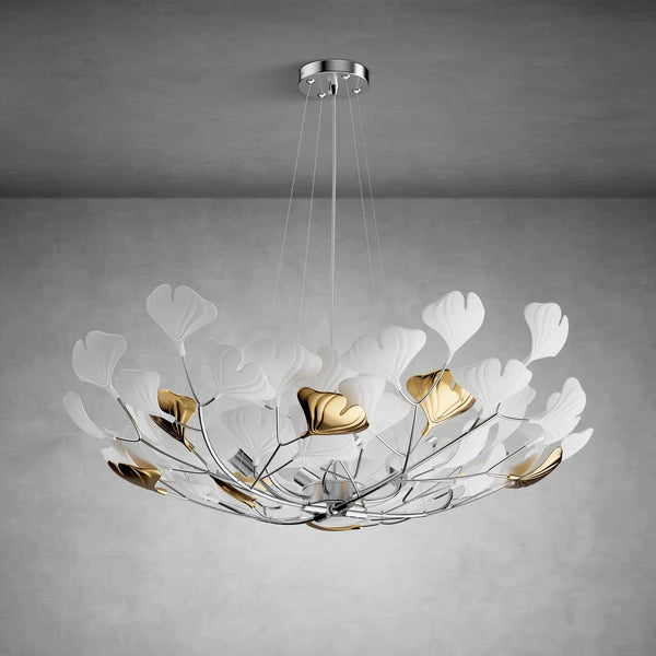 Branch Chandelier White Ceramic Ginkgo Leaf Chandeliers