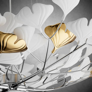 Branch Chandelier White Ceramic Ginkgo Leaf Chandeliers