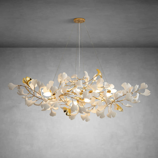 Branch Chandelier White Ceramic Ginkgo Leaf Chandeliers