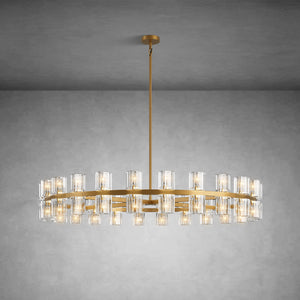 48" Round Brass Crystal Chandelier