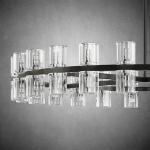 48" Round Brass Crystal Chandelier