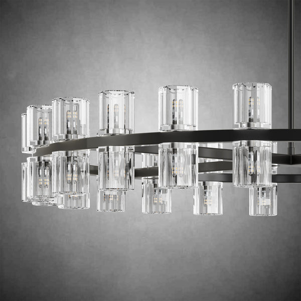 48" Round Brass Crystal Chandelier