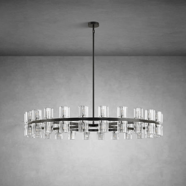 48" Round Brass Crystal Chandelier