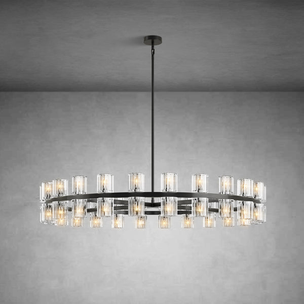 48" Round Brass Crystal Chandelier