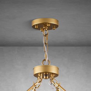 Round Brass Crystal Wagon Wheel Chandelier