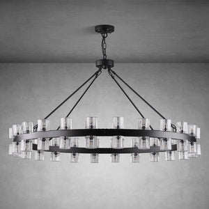 Round Brass Crystal Wagon Wheel Chandelier