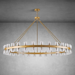 Round Brass Crystal Wagon Wheel Chandelier