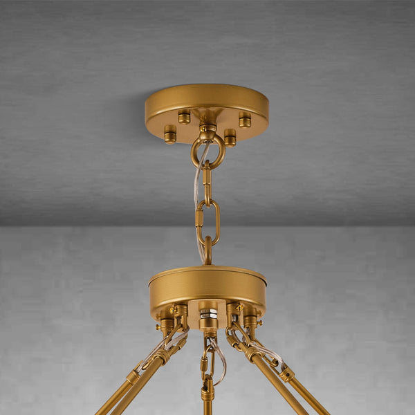Round Brass Crystal Wagon Wheel Chandelier
