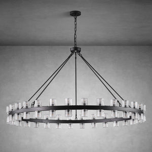 Round Brass Crystal Wagon Wheel Chandelier