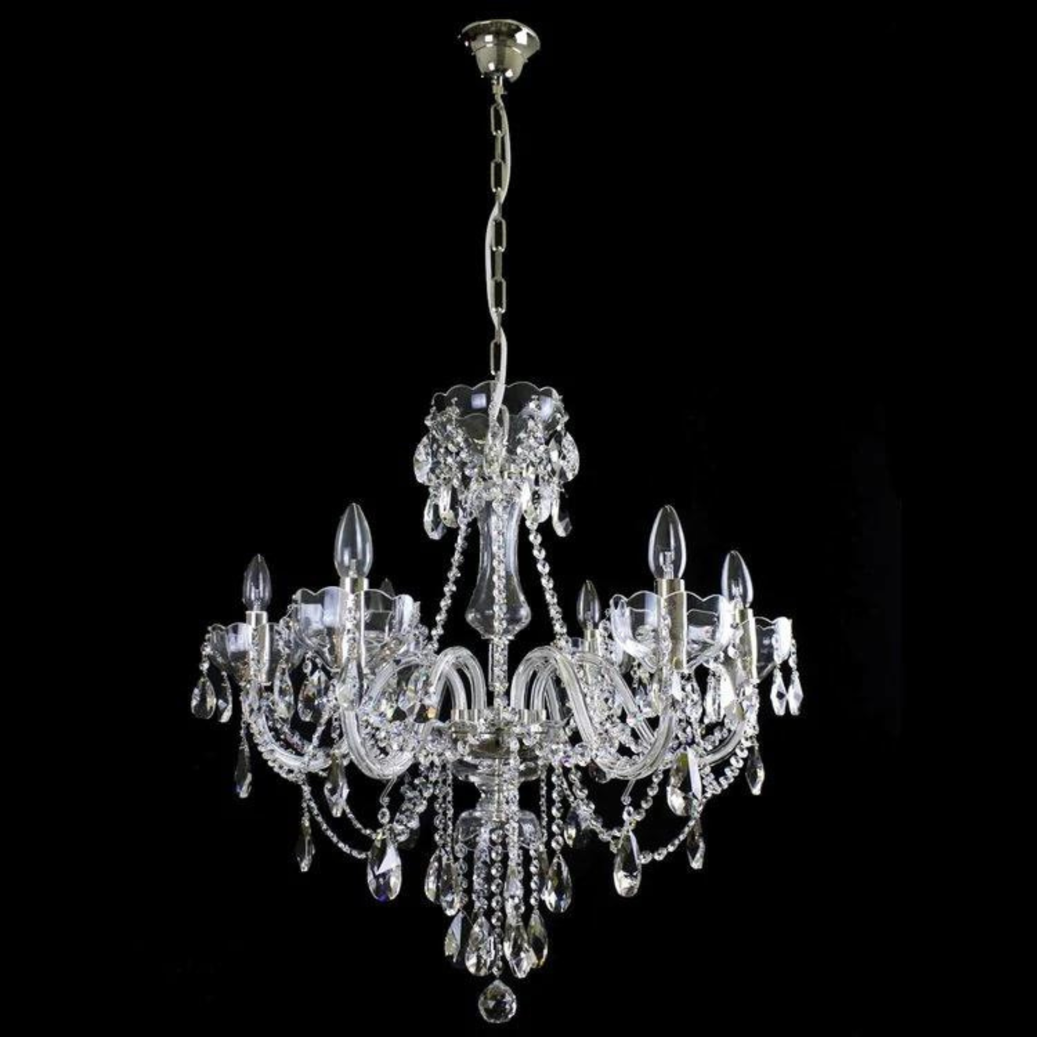 Aria 6 Crystal Glass Chandelier (Opt Color)