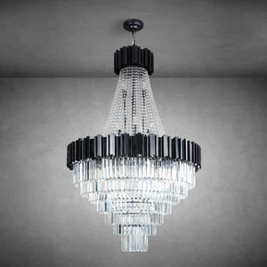 Inverted triangle crystal round pendant light
