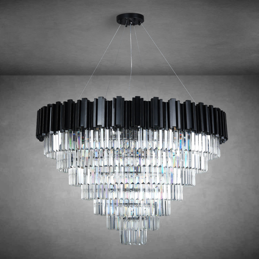 7-Tier 39" Black Chandelier