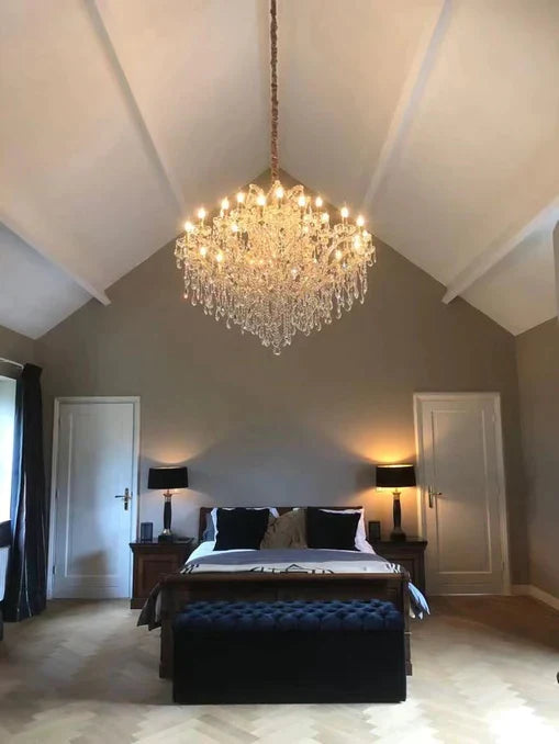 Luxury 25-Light Candle Crystal Chandelier in Gold/Chrome Finish