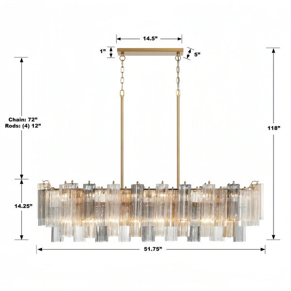 Addis 51'' Modern Linear Chandelier for Dining Room-