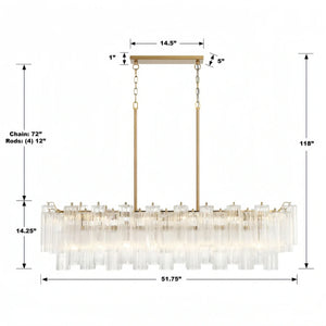 Addis 51'' Modern Linear Chandelier for Dining Room-