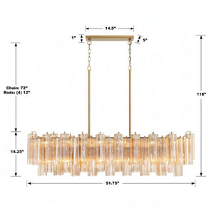 Addis 51'' Modern Linear Chandelier for Dining Room-