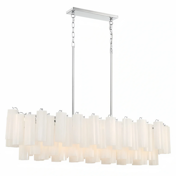 Addis 51'' Modern Linear Chandelier for Dining Room-Chrome-White-