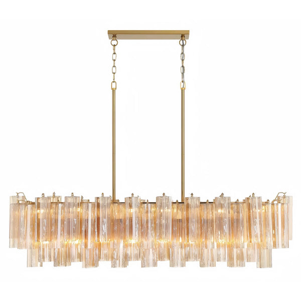 Addis 51'' Modern Linear Chandelier for Dining Room-Brass-Amber-