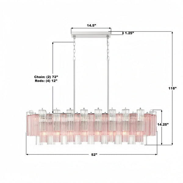 Addis 51'' Modern Linear Chandelier for Dining Room-Arialamps