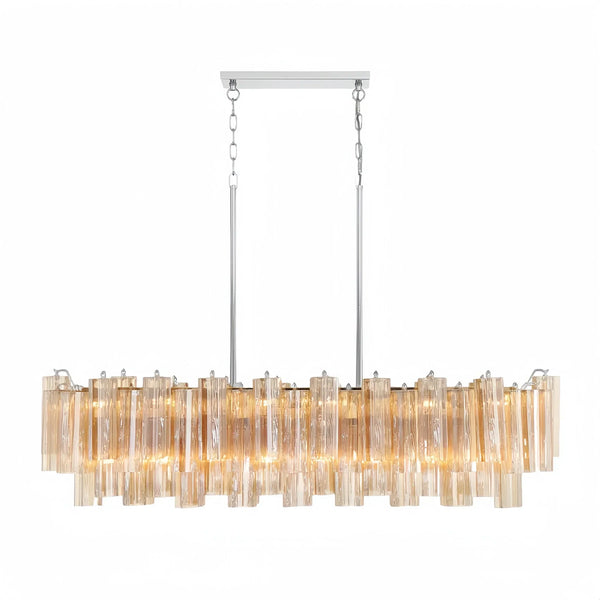 Addis 51'' Modern Linear Chandelier for Dining Room-Chrome-Amber-