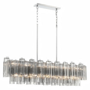 Addis 51'' Modern Linear Chandelier for Dining Room-Chrome-Smoke-