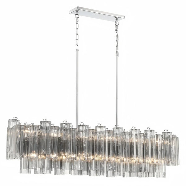 Addis 51'' Modern Linear Chandelier for Dining Room-Chrome-Smoke-