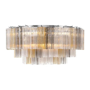Addis Flushmount 22"/32"-32"-16 Lights-Polished Chrome-Amber-Arialamps