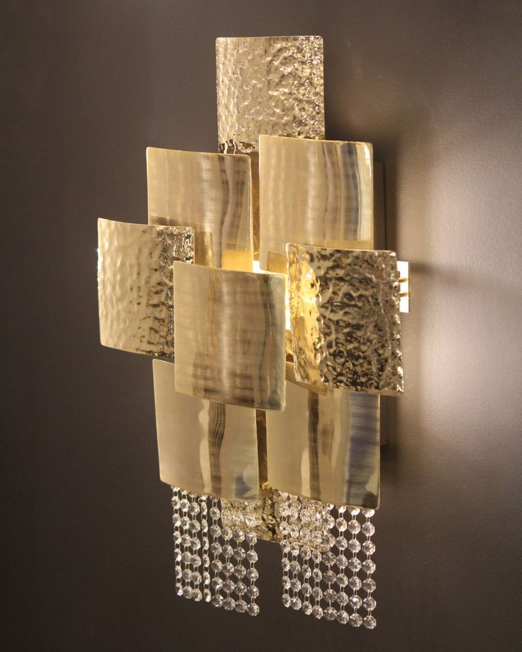 Amadeo Square Brass Crystal Sconce