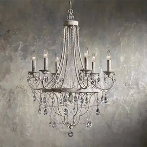 Affordable French Vintage Iron Crystal Pendant Candle Chandelier for Living Room / Restaurant / Cafe / Hotel lobby - Arialamps