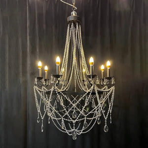 Affordable French Vintage Iron Crystal Pendant Candle Chandelier for Living Room / Restaurant / Cafe / Hotel lobby - Arialamps