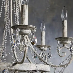 Affordable French Vintage Iron Crystal Pendant Candle Chandelier for Living Room / Restaurant / Cafe / Hotel lobby - Arialamps
