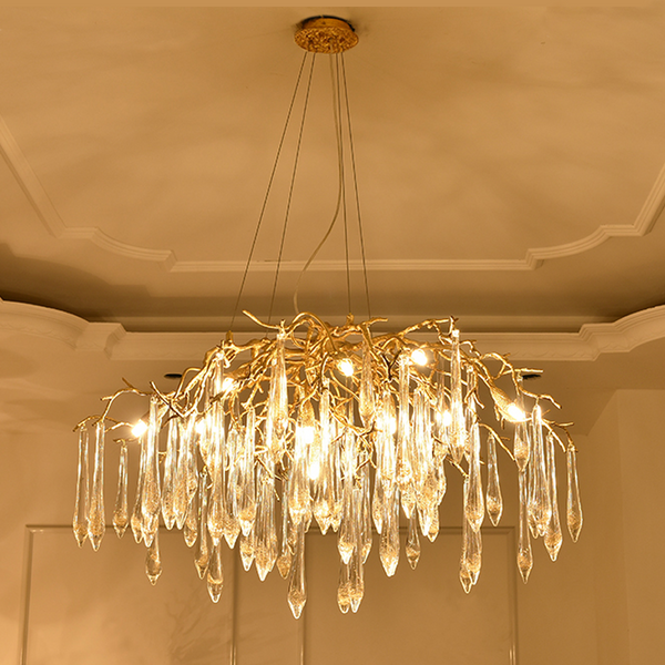 Agnes Brass Branch Crystal Chandelier - Ineffable Lighting