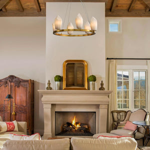 Alabaster 23" 6-Light Modern Gold Chandelier with Adjustable Height