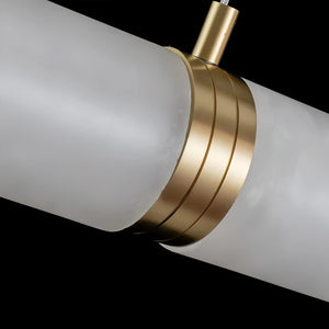 Modern Linear Alabaster Chandelier, Chandelier Over Dining Table