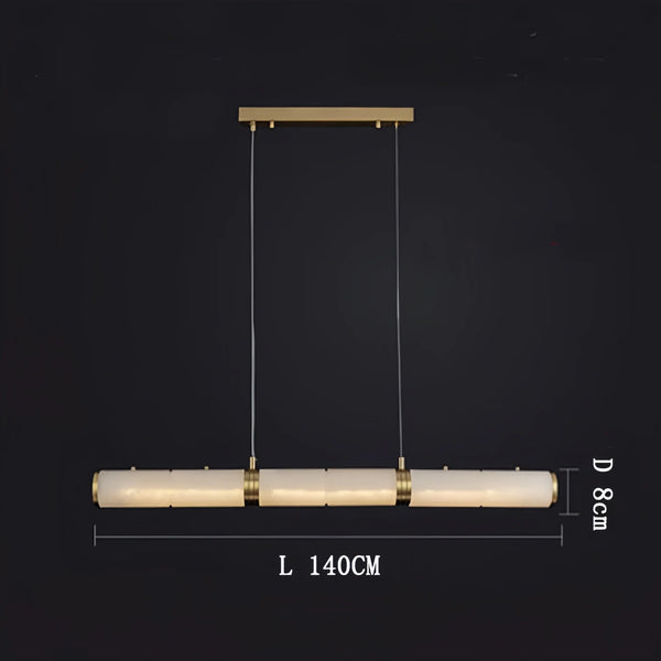 Modern Linear Alabaster Chandelier, Chandelier Over Dining Table